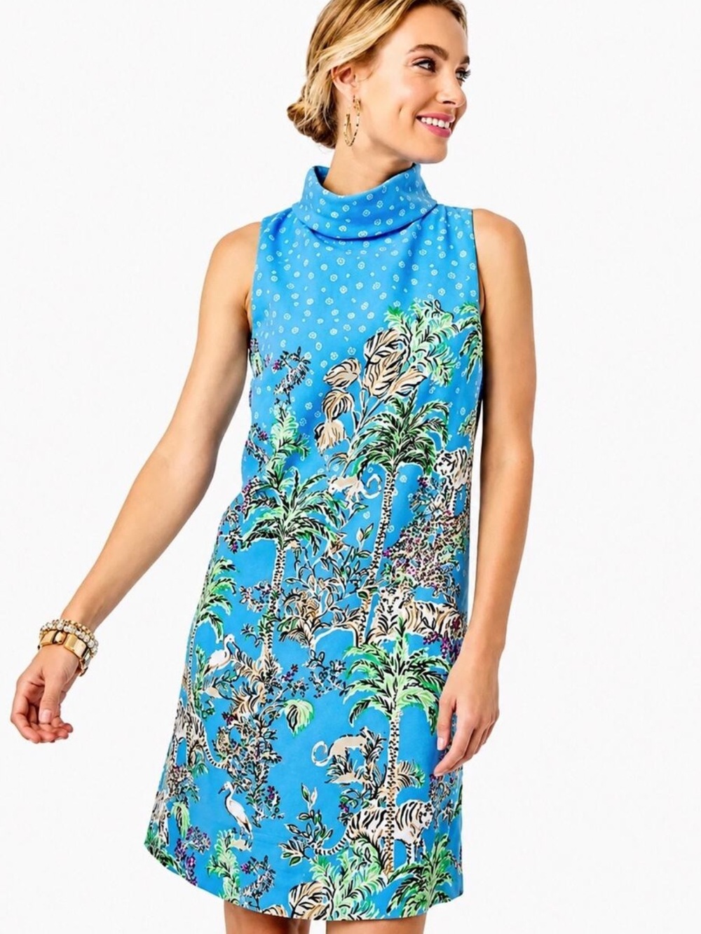 Lilly Pulitzer Portia Soft Shift Blue Thistle Tiger Queen Enginered